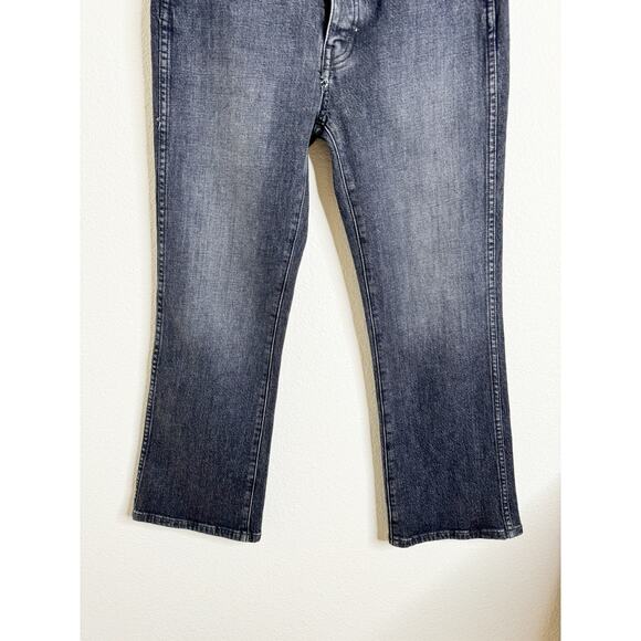 THE GREAT. The Nerd Black Button Fly Flare Crop Denim Jeans US 27 - Picture 7 of 9